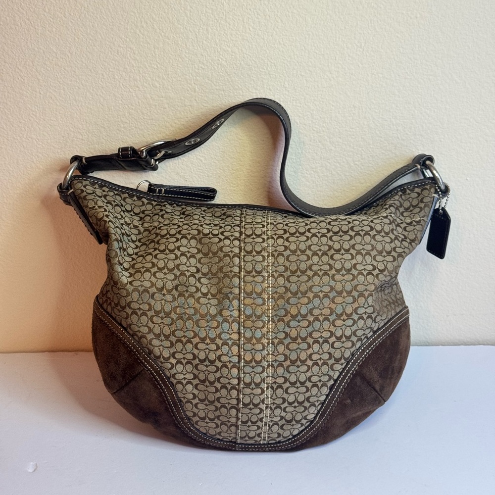 Coach Y2K Micro C Signature Monogram Brown Hobo Shoulder Bag